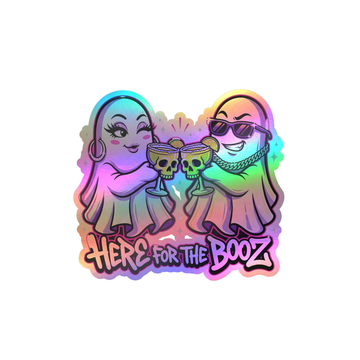 Here for the Booz Ghost Halloween Decal Sticker- Keep'n It Real