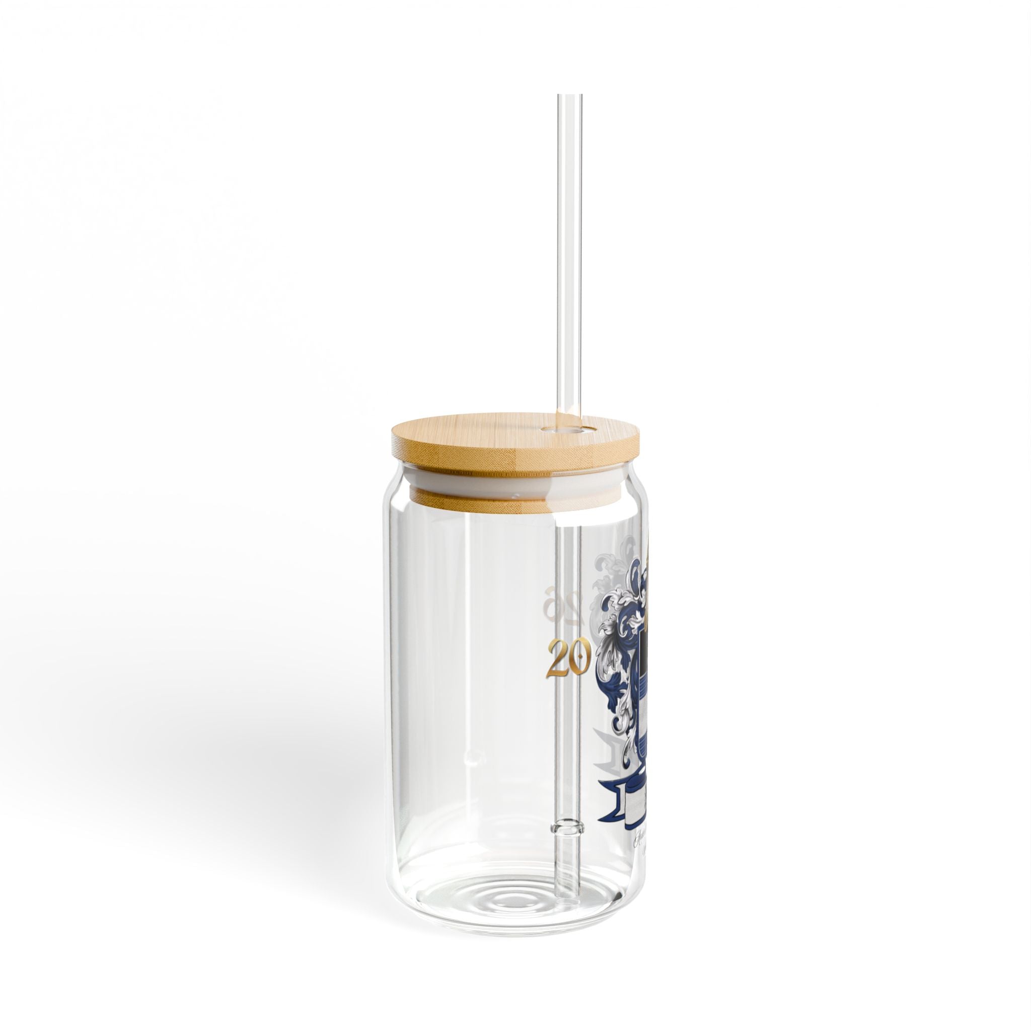Anders Family Crest 16oz Glass Sipper with Bamboo Lid (Simple)