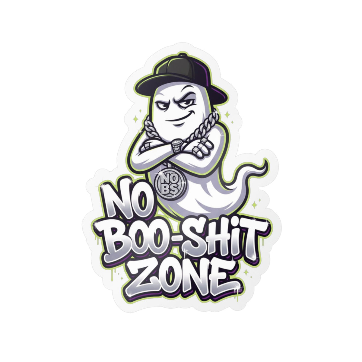 No Boo-Shit Zone Ghost Halloween Decal Sticker- Keep'n It Real