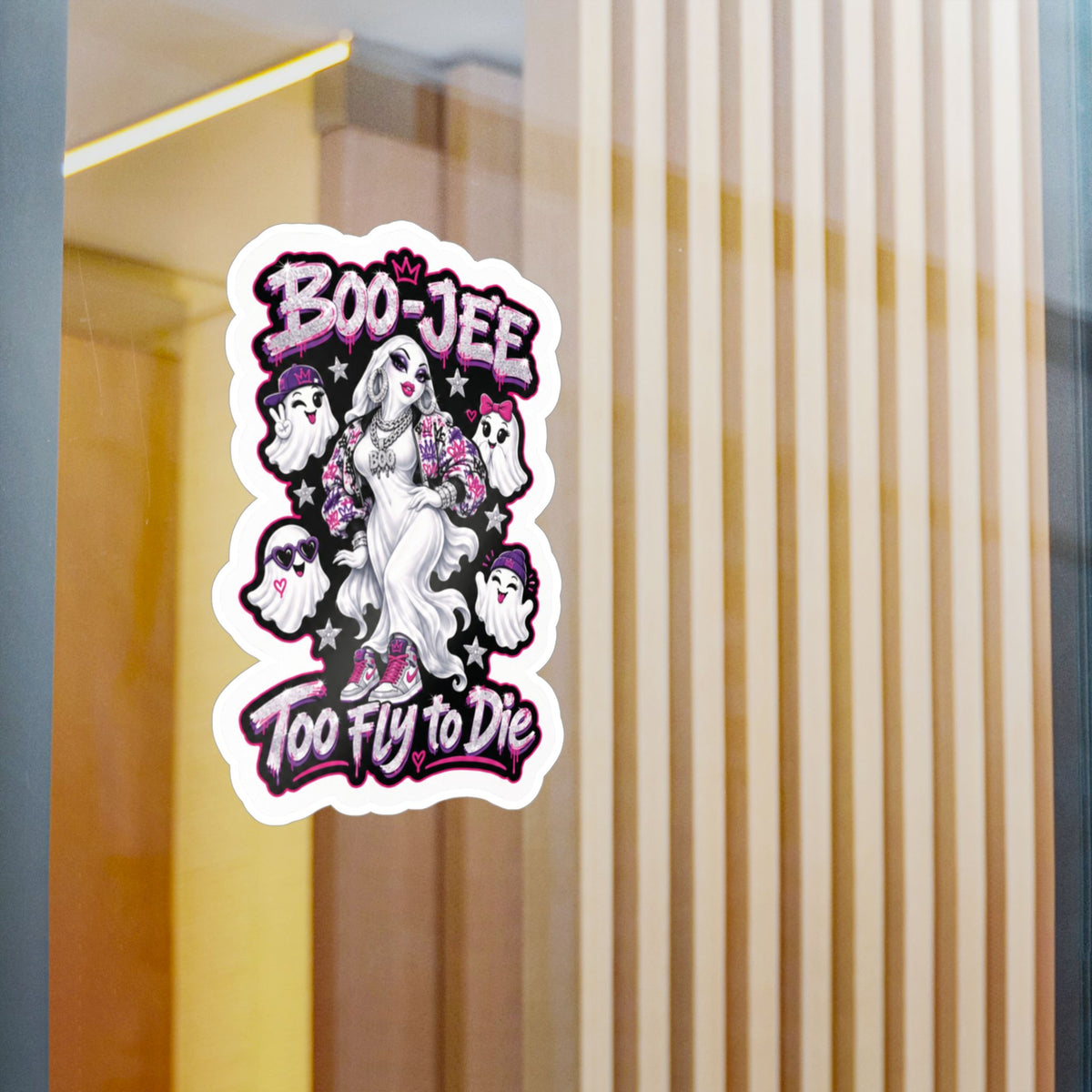 "Boo-Jee" Too Fly To  Die"  Ghost Halloween Decal Sticker- Keep'n It Real