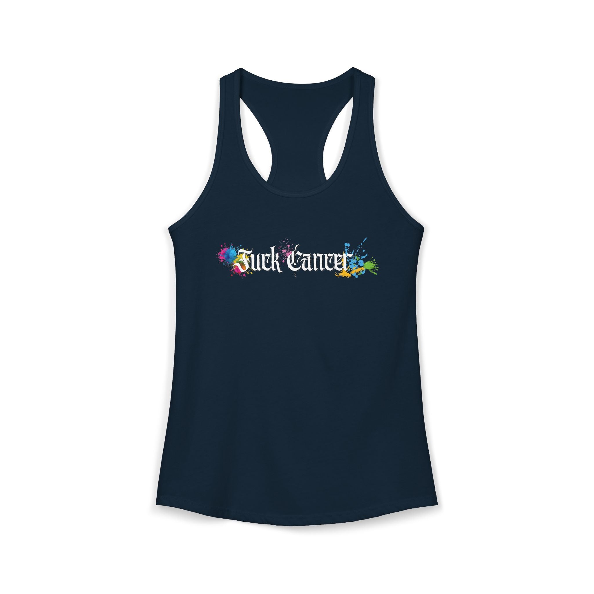 "Fuck Cancer" Paint Splatter Goth Lettering Racerback Tank