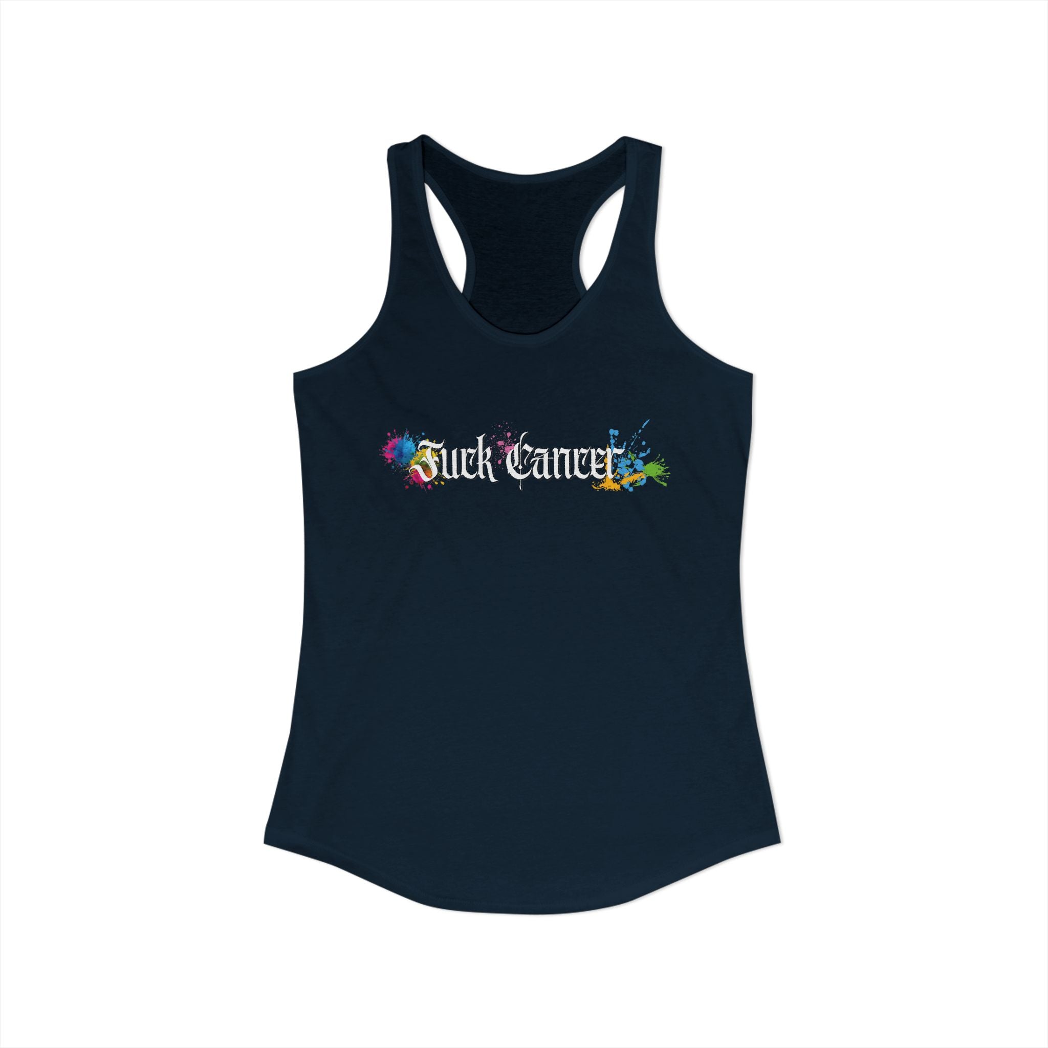 "Fuck Cancer" Paint Splatter Goth Lettering Racerback Tank