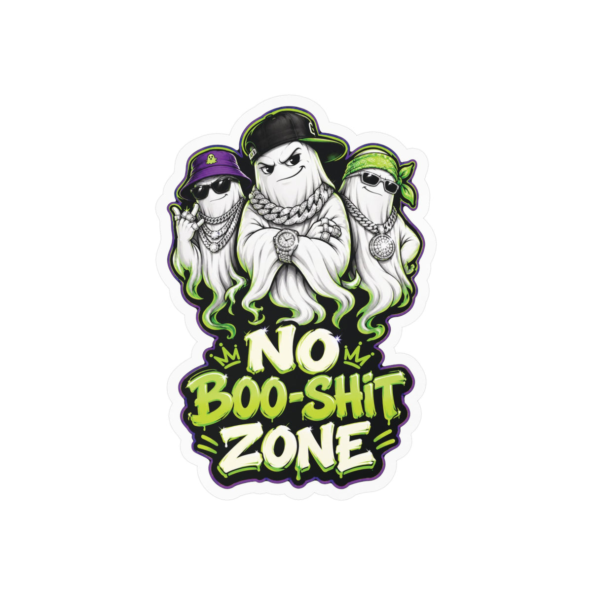 No Boo-Shit Zone Ghost Homiez Halloween Decal Sticker- Keep'n It Real