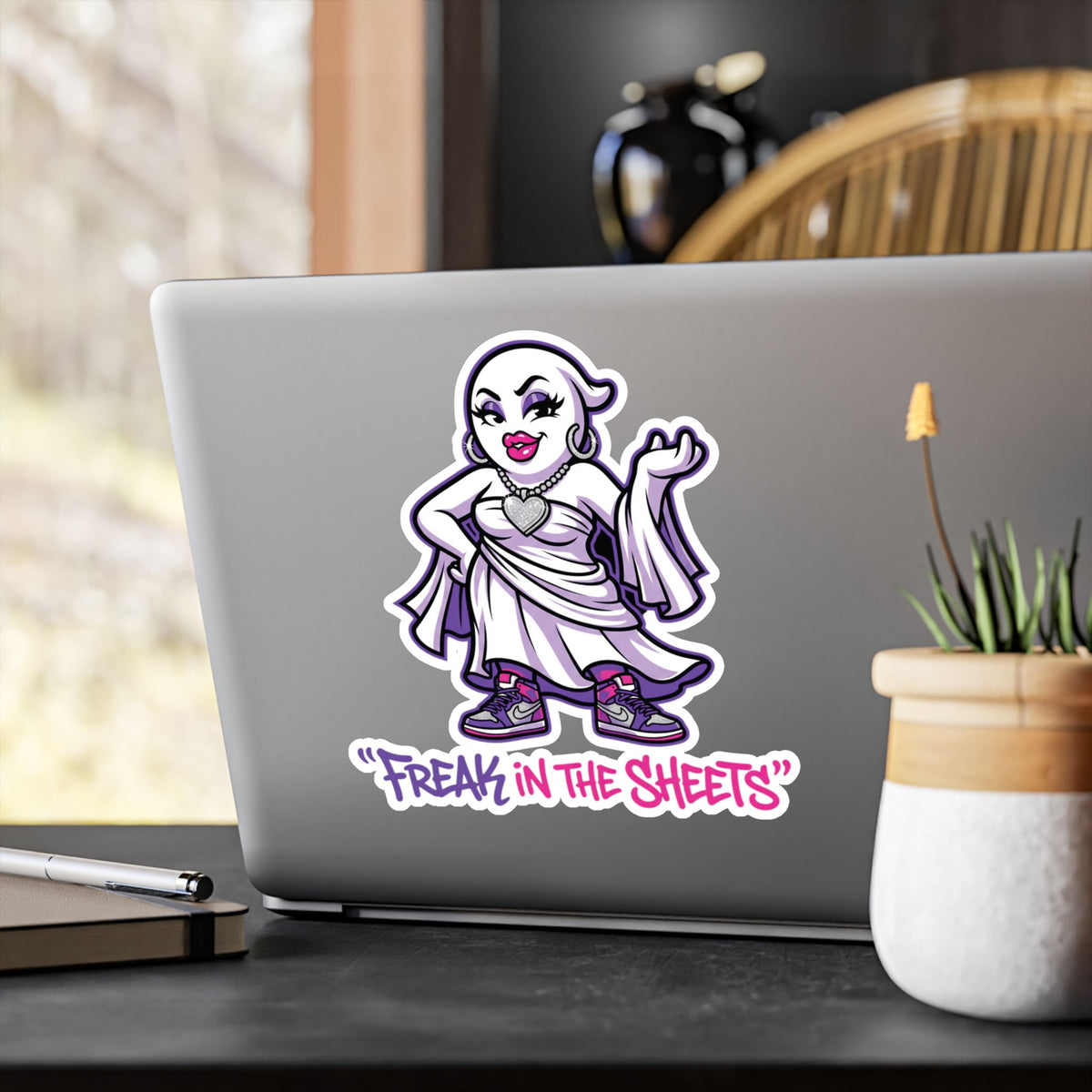 Freak In The Sheets Ghost Halloween Decal Sticker- Keep'n It Real