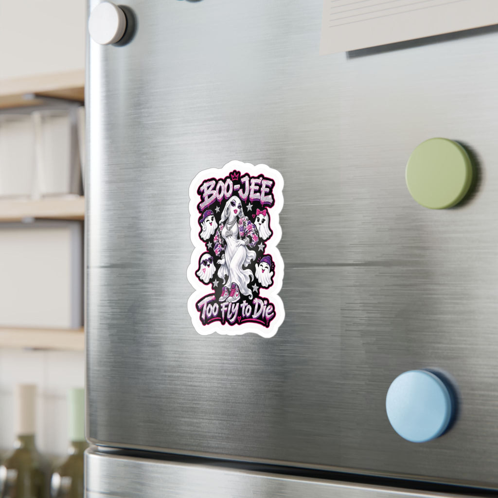 "Boo-Jee" Too Fly To  Die"  Ghost Halloween Decal Sticker- Keep'n It Real