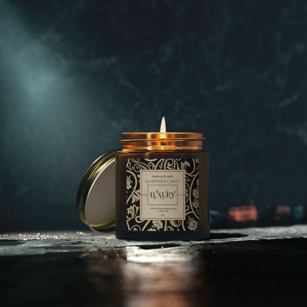 Luxury Manifestation Candle, Blackberry & Vanilla Scented Candles, Coconut Apricot Wax (4oz, 9oz)