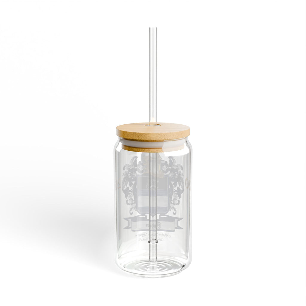 Anders Family Crest 16oz Glass Sipper with Bamboo Lid (Simple)