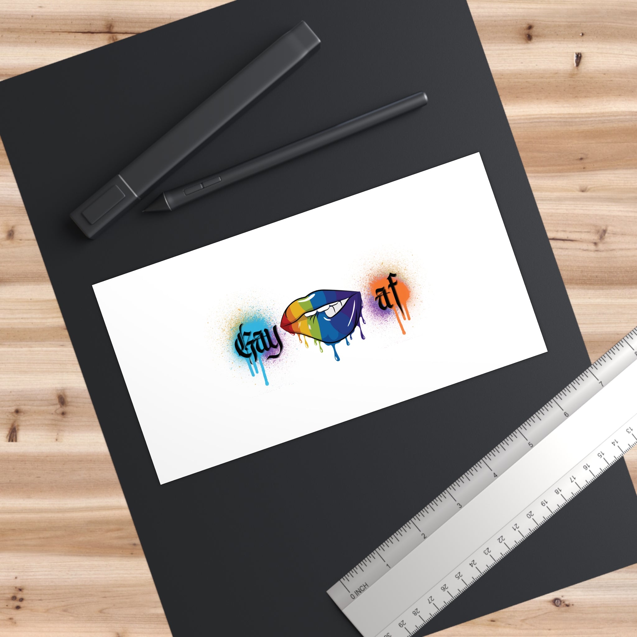 Gay AF Rainbow Lip Bumper Sticker — Pride LGBTQ+ Vinyl Decal