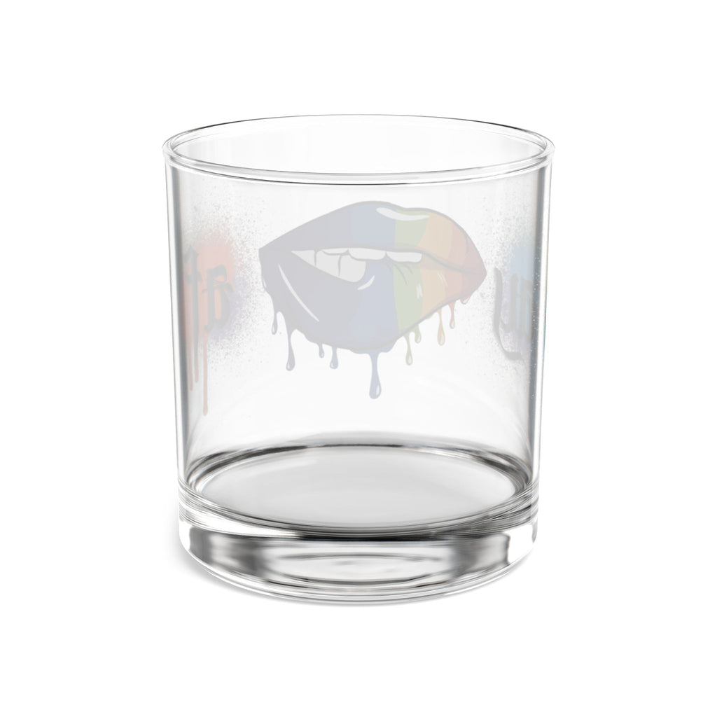 10oz Rocks Glass — Rainbow Drip Lip Art Whiskey Glass (GAY AF)