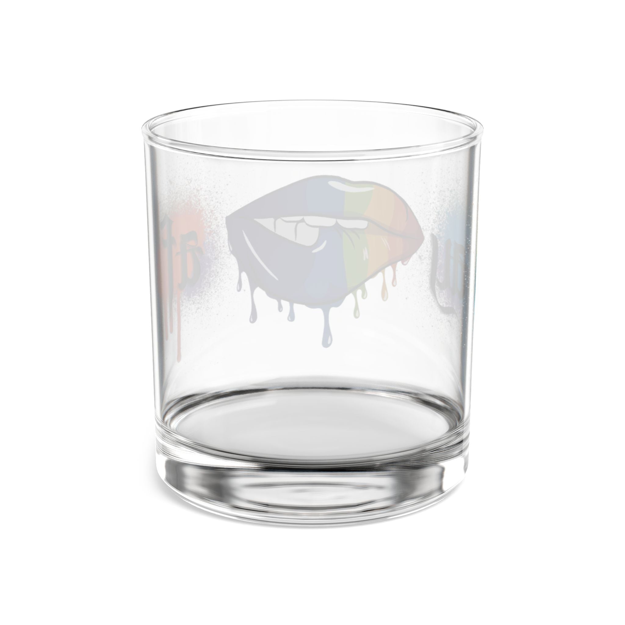 10oz Rocks Glass — Rainbow Drip Lip Art Whiskey Glass (GAY AF)