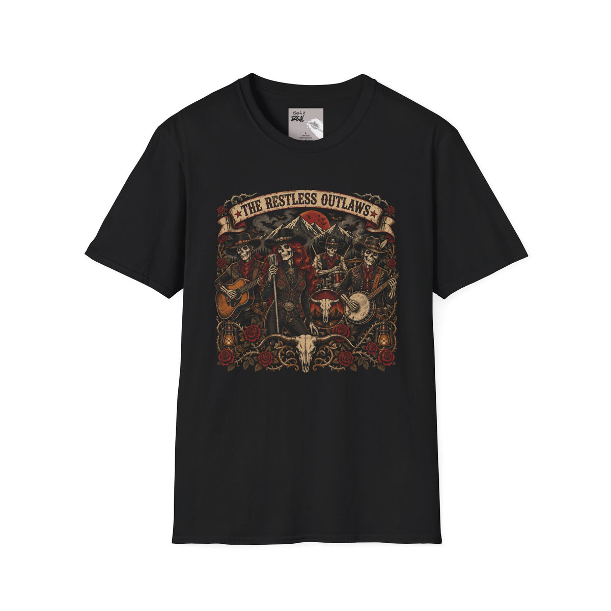 The Restless Outlaws Skeleton Band Halloween Tee | Keep’n It Real