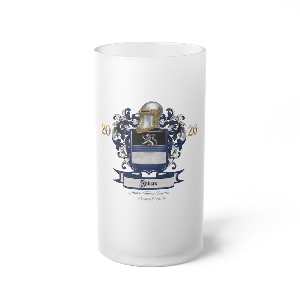 Anders Family Crest Frosted Glass Beer Mug (simple)