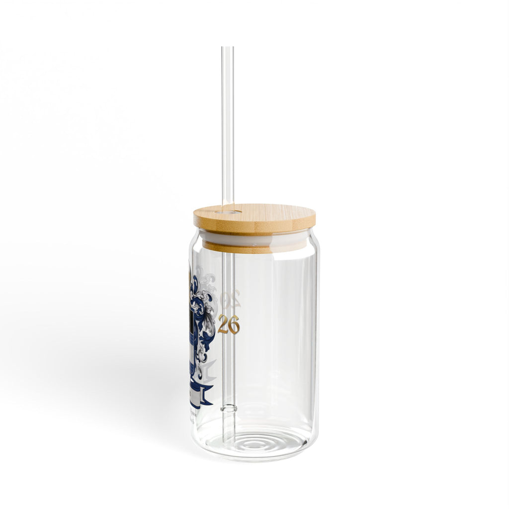 Anders Family Crest 16oz Glass Sipper with Bamboo Lid (Simple)