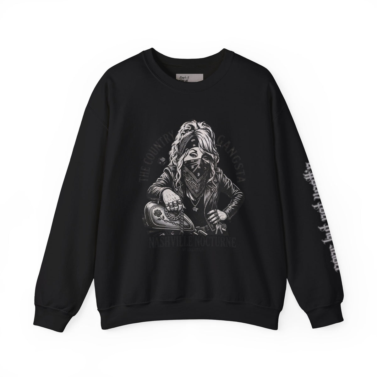 D.P. Nashville Nocturne Crewneck Sweatshirt — The Country Gangster Graphic Biker Pullover
