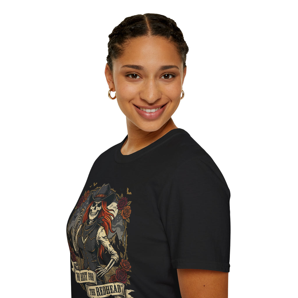 No Rest for the Redhead Skeleton Singer Halloween Tee | Keep’n It Real