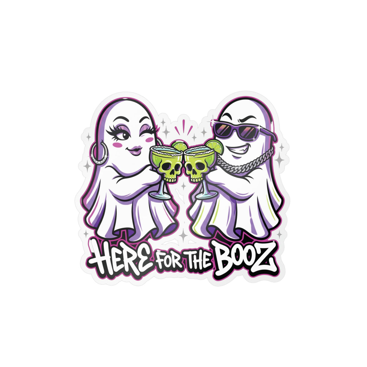 Here for the Booz Ghost Halloween Decal Sticker- Keep'n It Real