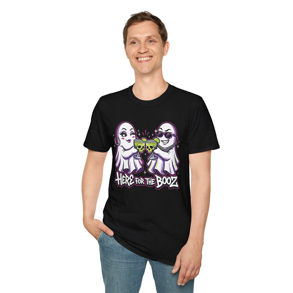 Here for the Booz | Ghost Happy Hour Halloween Tee | Keep’n It Real