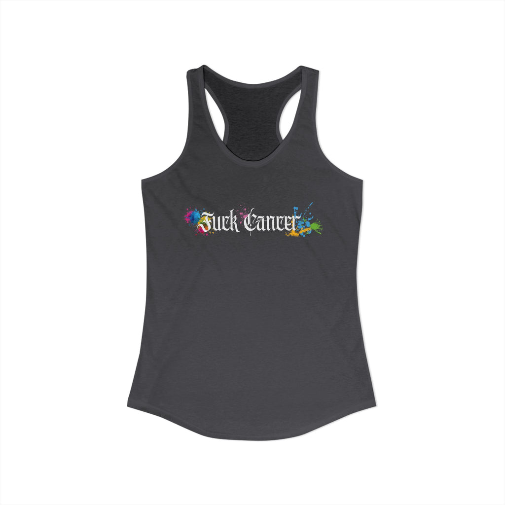 "Fuck Cancer" Paint Splatter Goth Lettering Racerback Tank