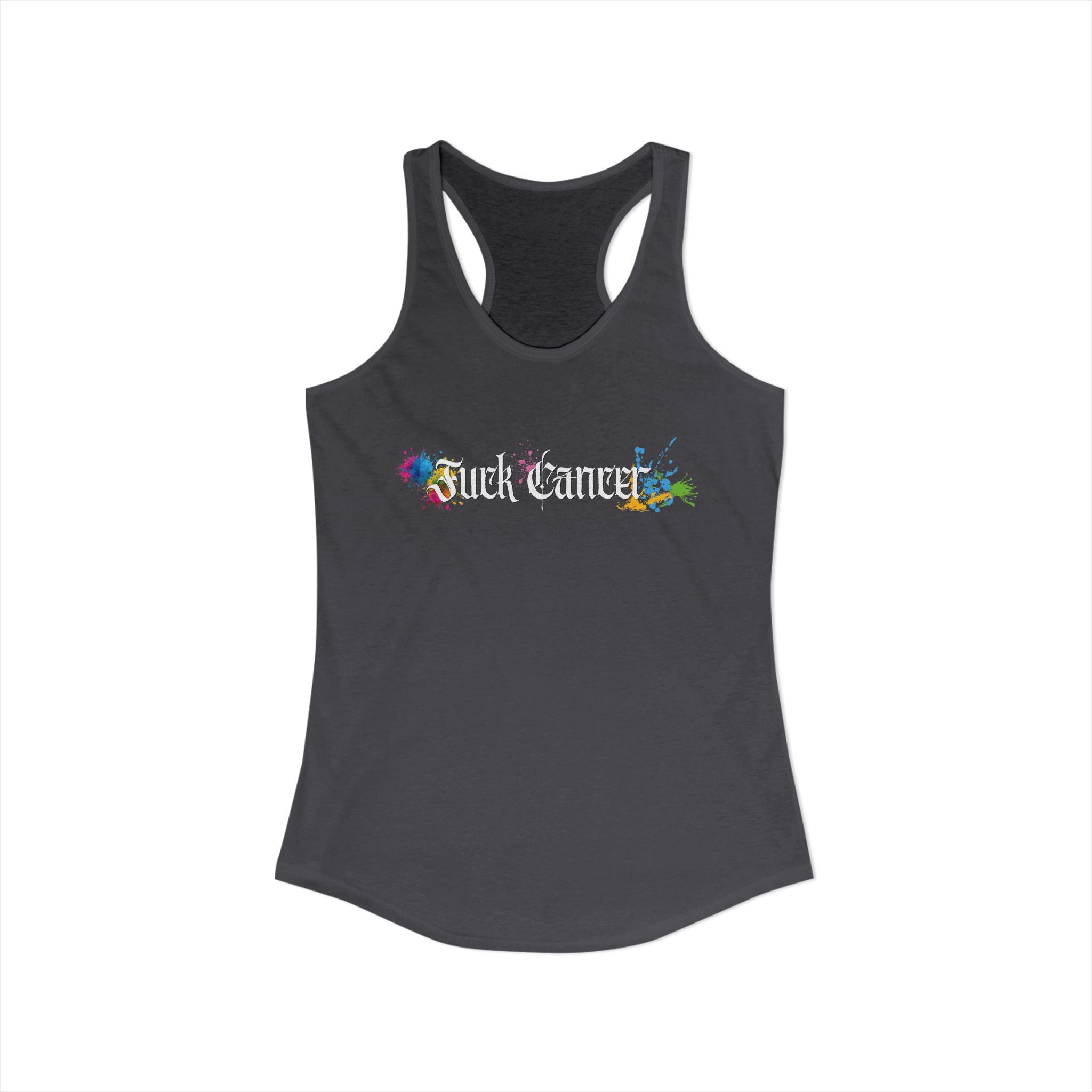 "Fuck Cancer" Paint Splatter Goth Lettering Racerback Tank