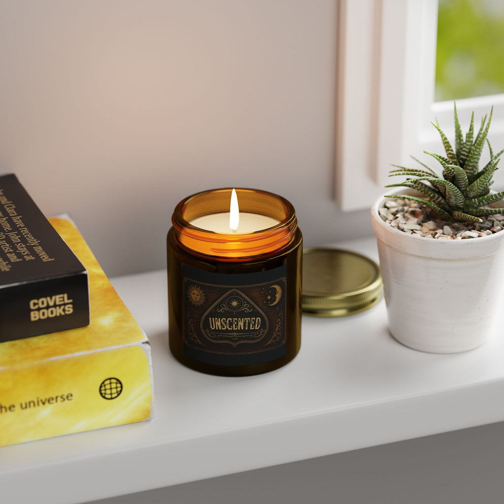 Unscented Coconut-Apricot Wax Candle — Ouija-Inspired Halloween Vibe (4oz & 9oz)
