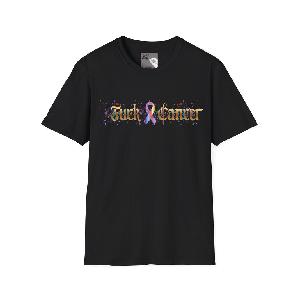 Fuck Cancer with Ribbon Colorful Unisex Softstyle T-Shirt