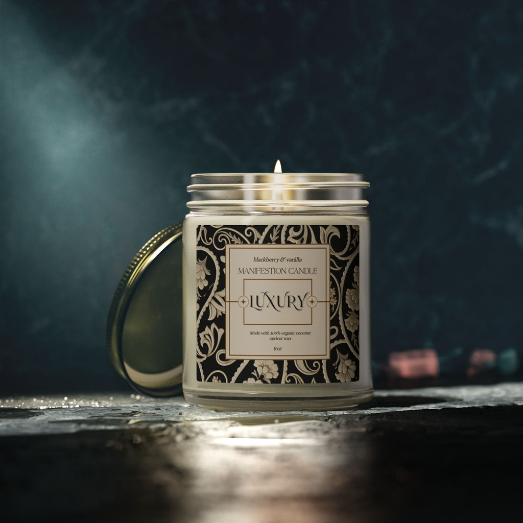 Luxury Manifestation Candle, Blackberry & Vanilla Scented Candles, Coconut Apricot Wax (4oz, 9oz)