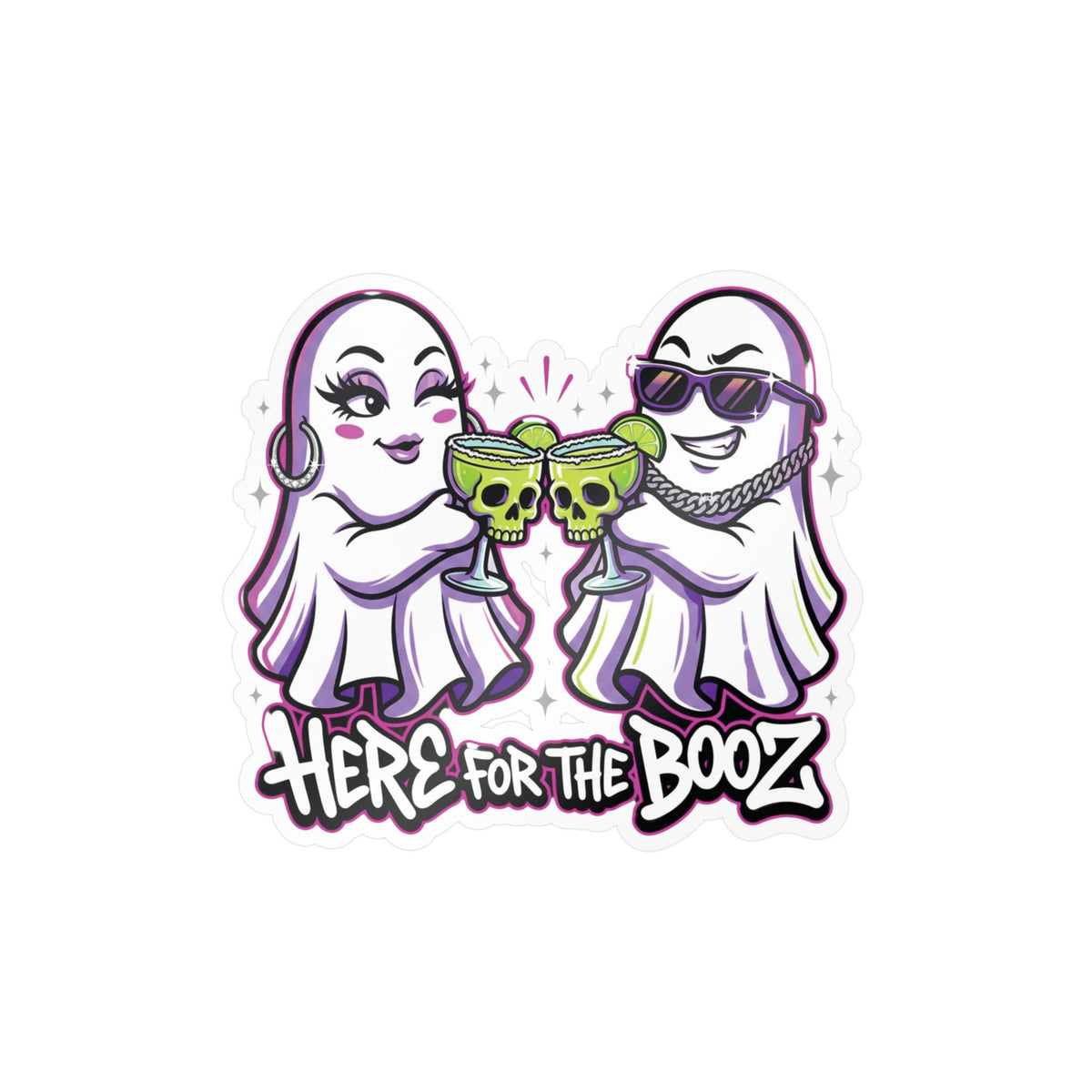 Here for the Booz Ghost Halloween Decal Sticker- Keep'n It Real