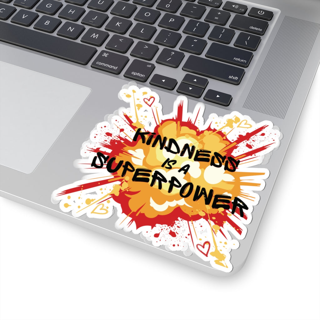 Kindness Is a Superpower Sticker — Bright Comic-Style Inspirational Kiss-Cut Sticker