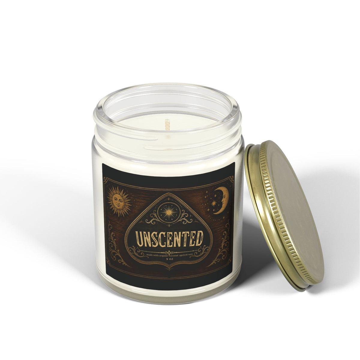 Unscented Coconut-Apricot Wax Candle — Ouija-Inspired Halloween Vibe (4oz & 9oz)