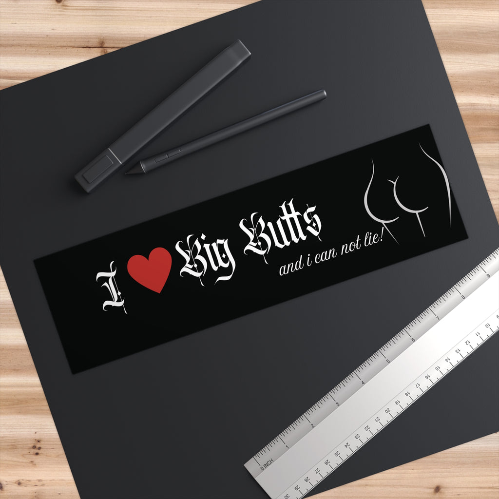 I (heart) Big Butts Bumper Sticker — Funny Car Decal with Heart & Silhouette