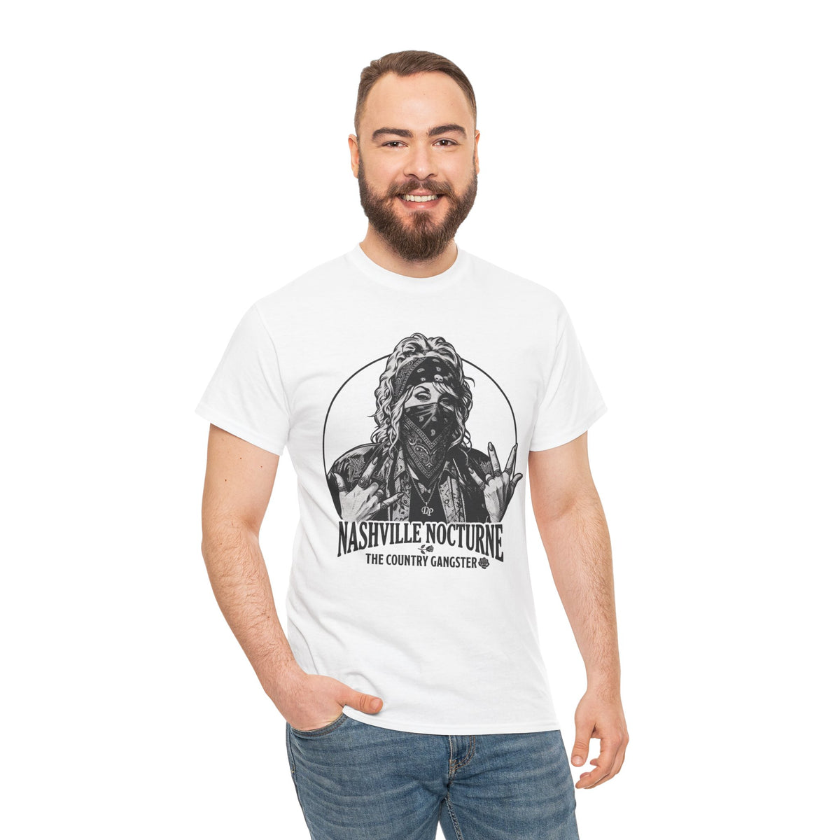D.P. Collection Country Gangsta Hands Tee — "Nashville Nocturne" Graphic Shirt (Back: Gone But Not Forgotten)