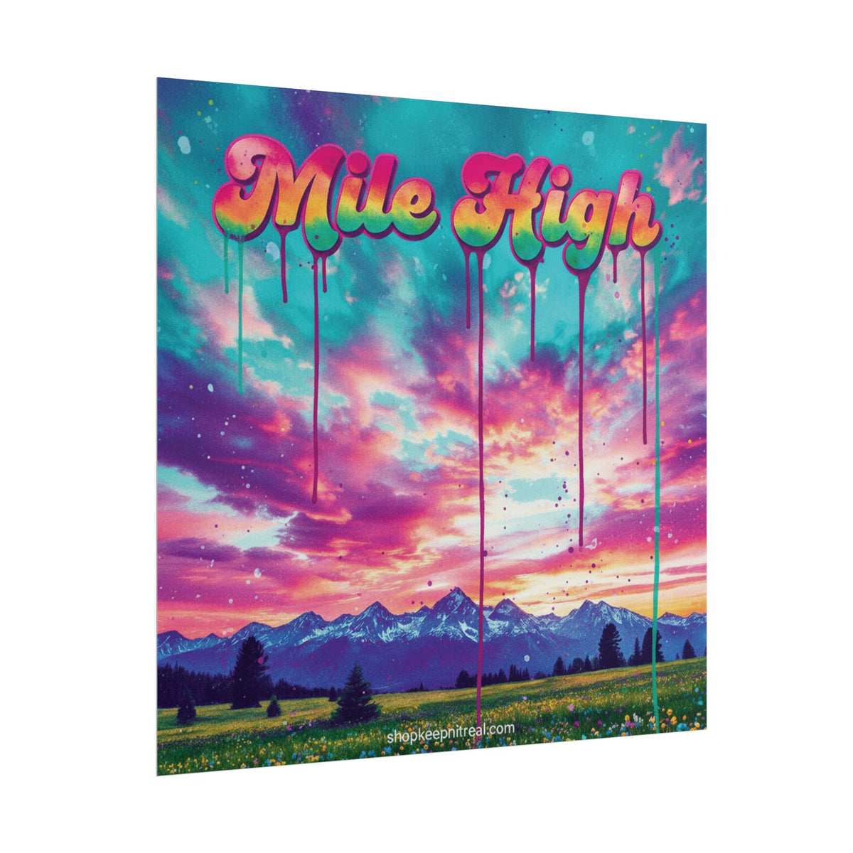 Rolled Poster — "Mile High" Colorful Sunset Mountain Wall Art