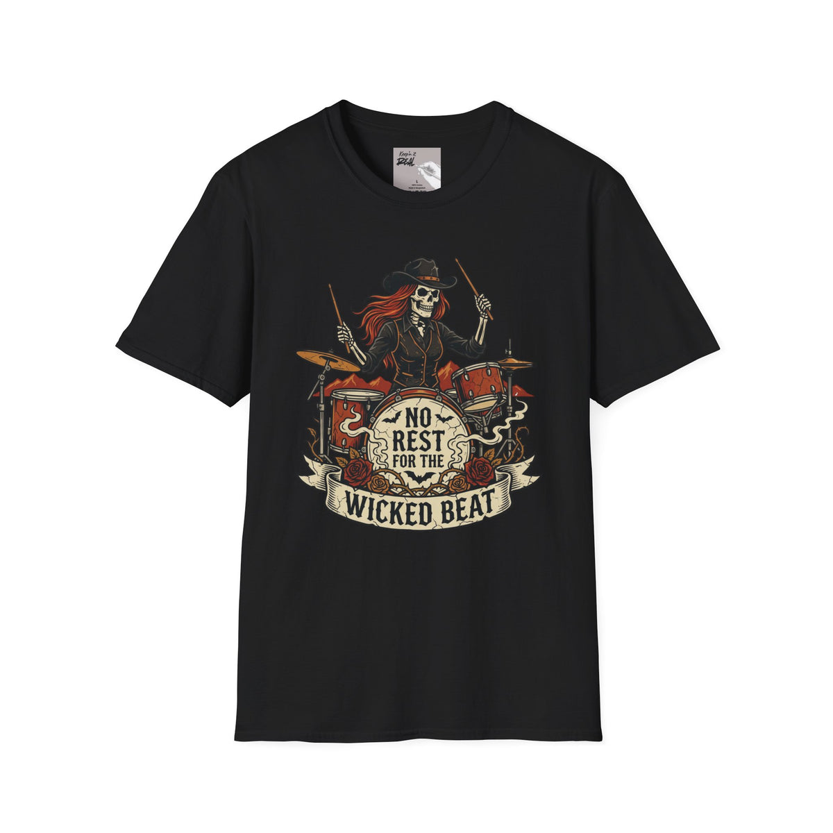 No Rest for the Wicked Beat Drummer Skeleton Halloween Tee | Keep’n It Real