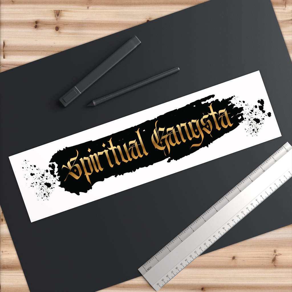 Spiritual Gangsta Bumper Sticker – Bold Black & Gold  bumper sticker