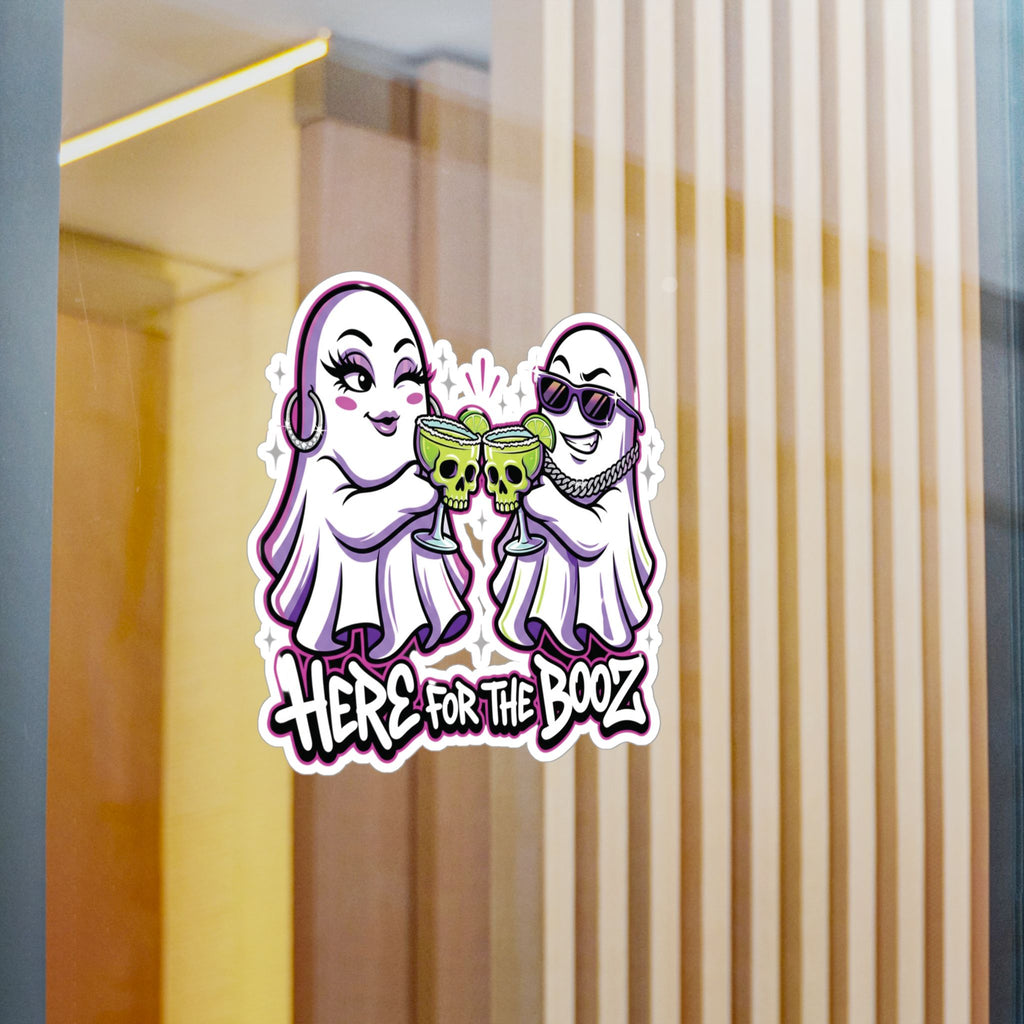 Here for the Booz Ghost Halloween Decal Sticker- Keep'n It Real
