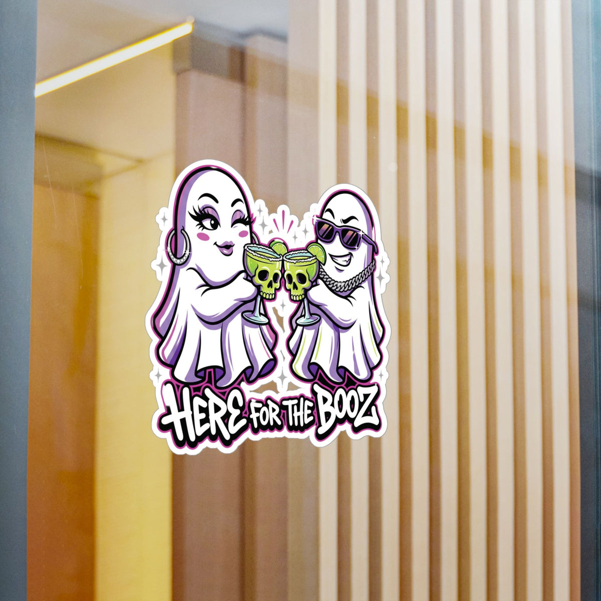 Here for the Booz Ghost Halloween Decal Sticker- Keep'n It Real