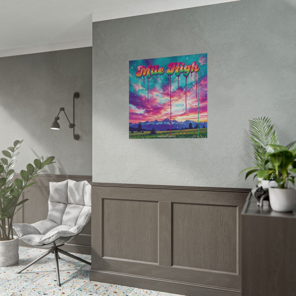 Rolled Poster — "Mile High" Colorful Sunset Mountain Wall Art