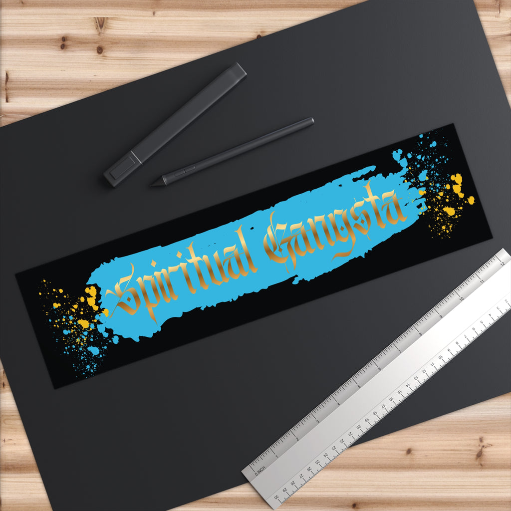Spiritual Gangsta Bumper Sticker – Bold Blue & Gold Meditation Decal