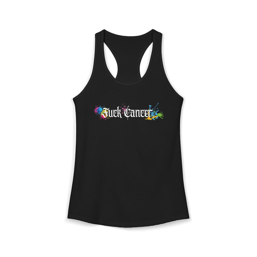 "Fuck Cancer" Paint Splatter Goth Lettering Racerback Tank