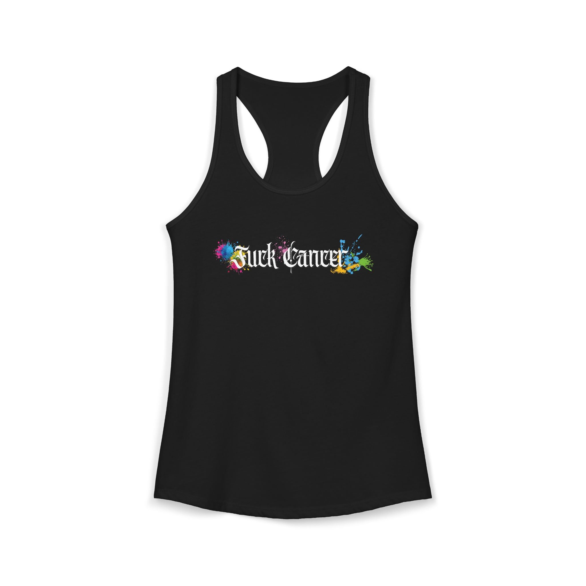 "Fuck Cancer" Paint Splatter Goth Lettering Racerback Tank