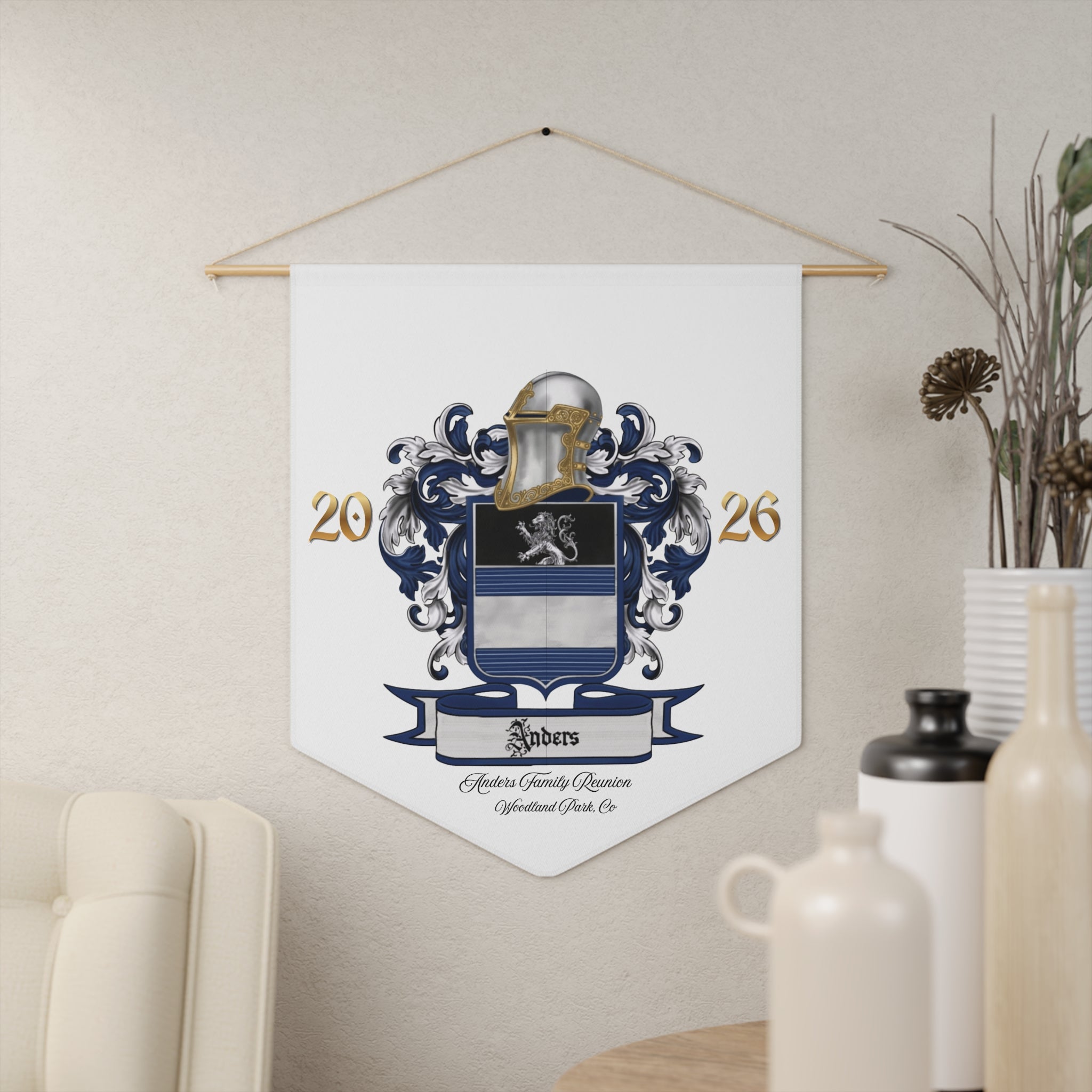 Anders Family Crest Pennant Banner —  2026 Heraldic Wall Flag