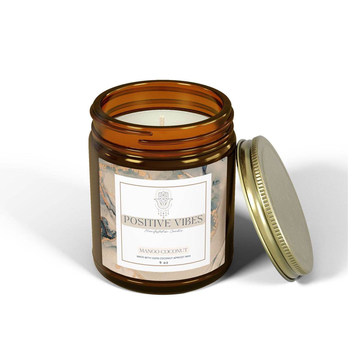 Positive Vibes Manifestation Candle, Mango Coconut Scented Candles, Coconut Apricot Wax (4oz, 9oz)