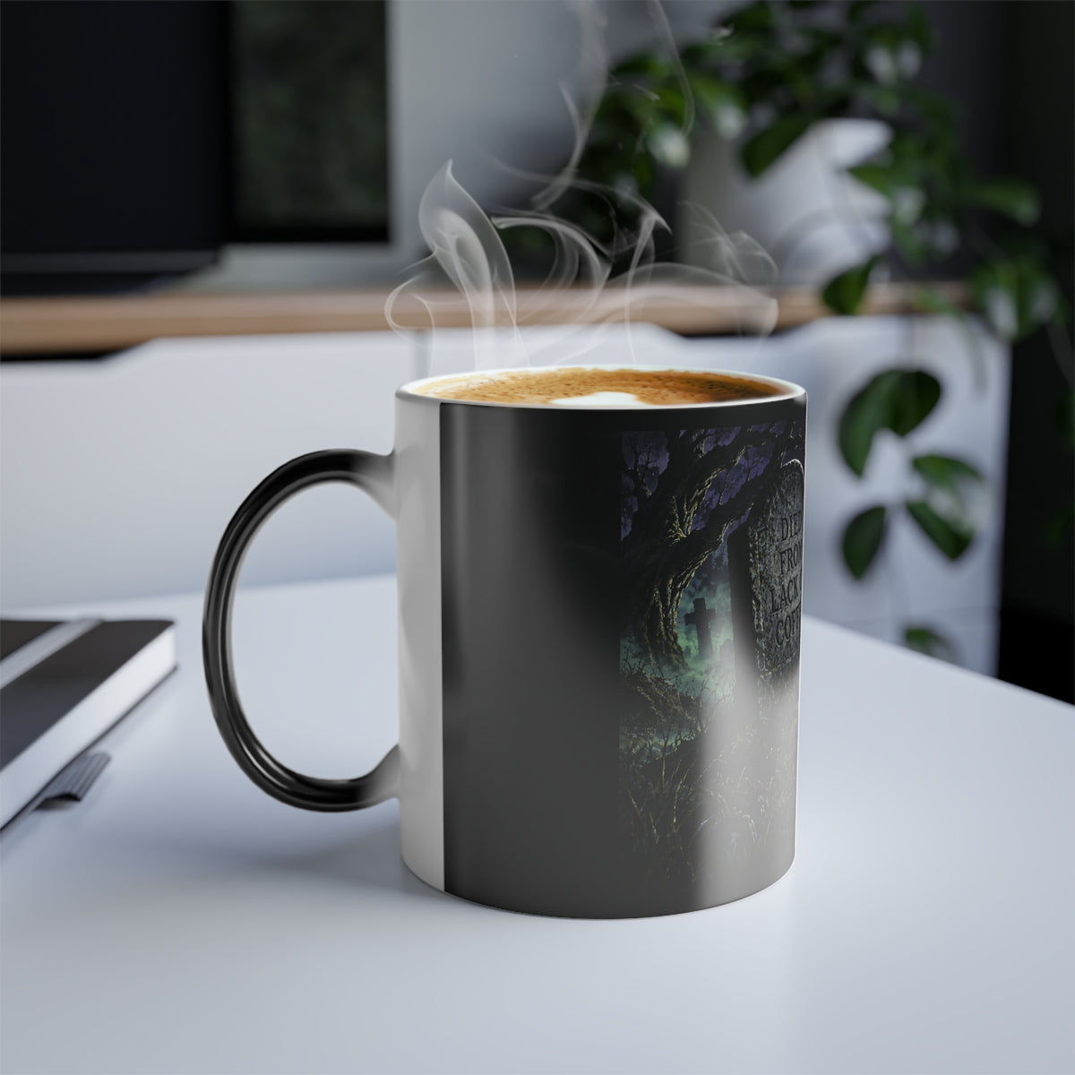 Color-Changing Zombie Graveyard Mug — 11oz Heat-Reactive Halloween Coffee Cup