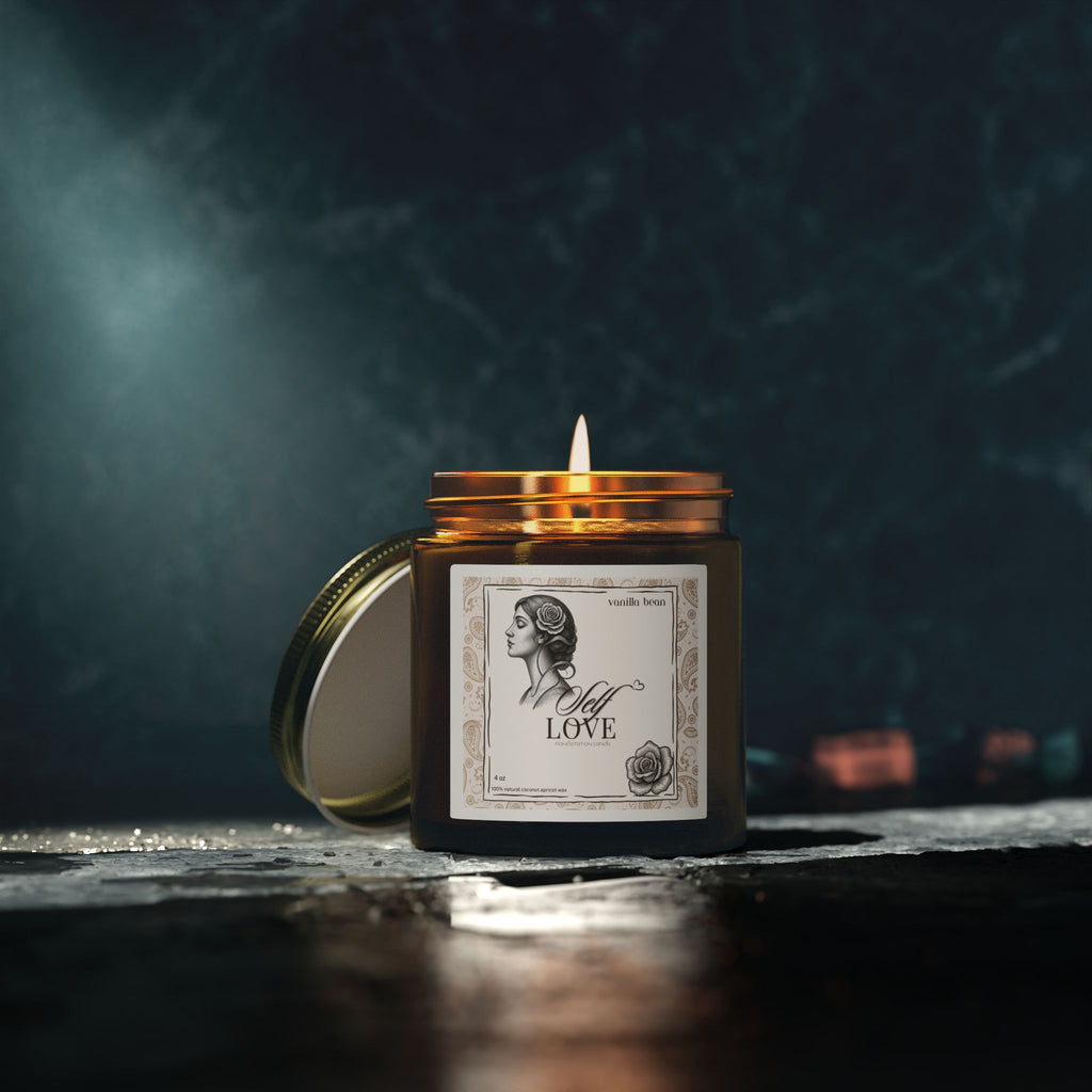 'Self Love' Manifestation Vanilla Bean Scented Candle — Coconut Apricot Wax (4oz/9oz)