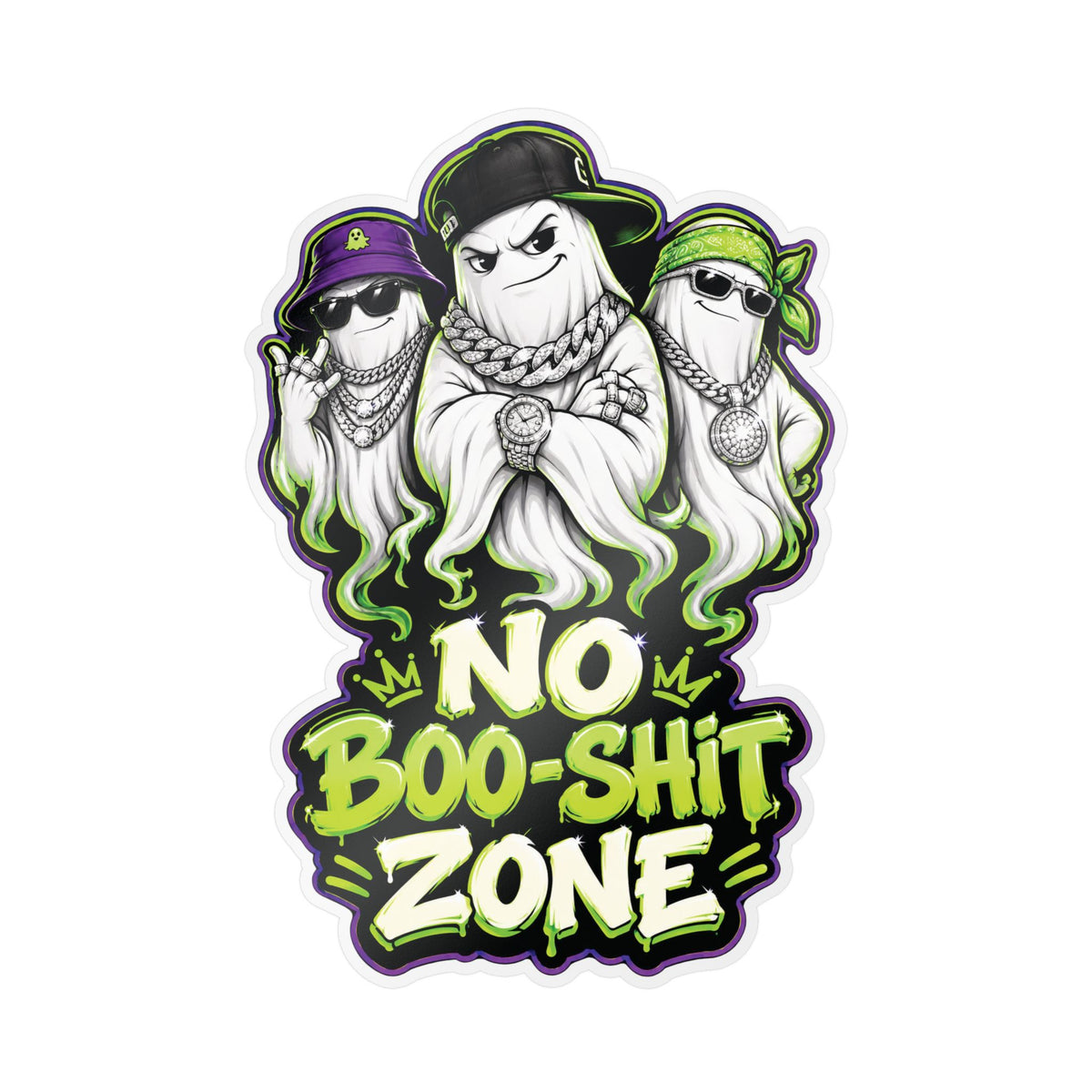 No Boo-Shit Zone Ghost Homiez Halloween Decal Sticker- Keep'n It Real