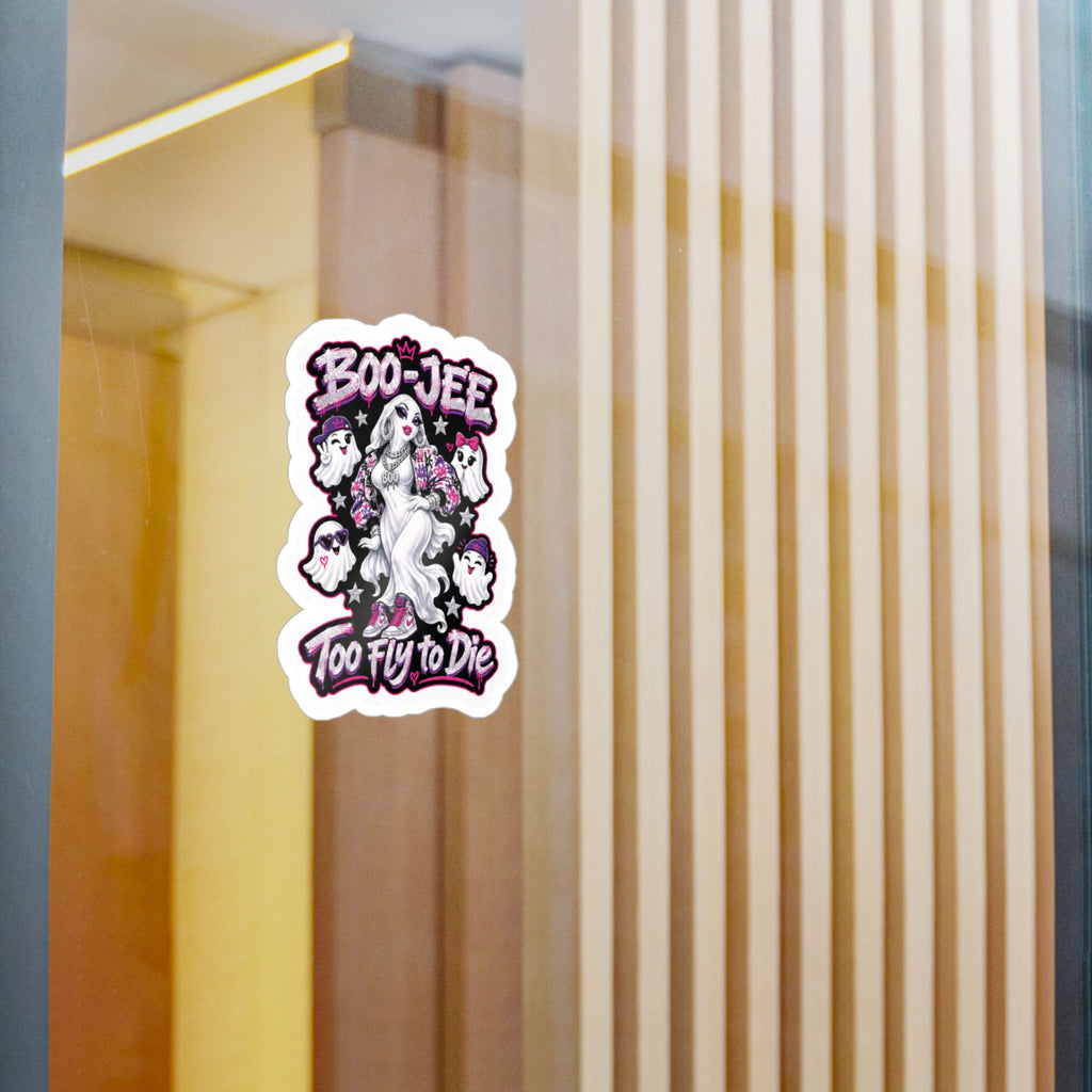 "Boo-Jee" Too Fly To  Die"  Ghost Halloween Decal Sticker- Keep'n It Real