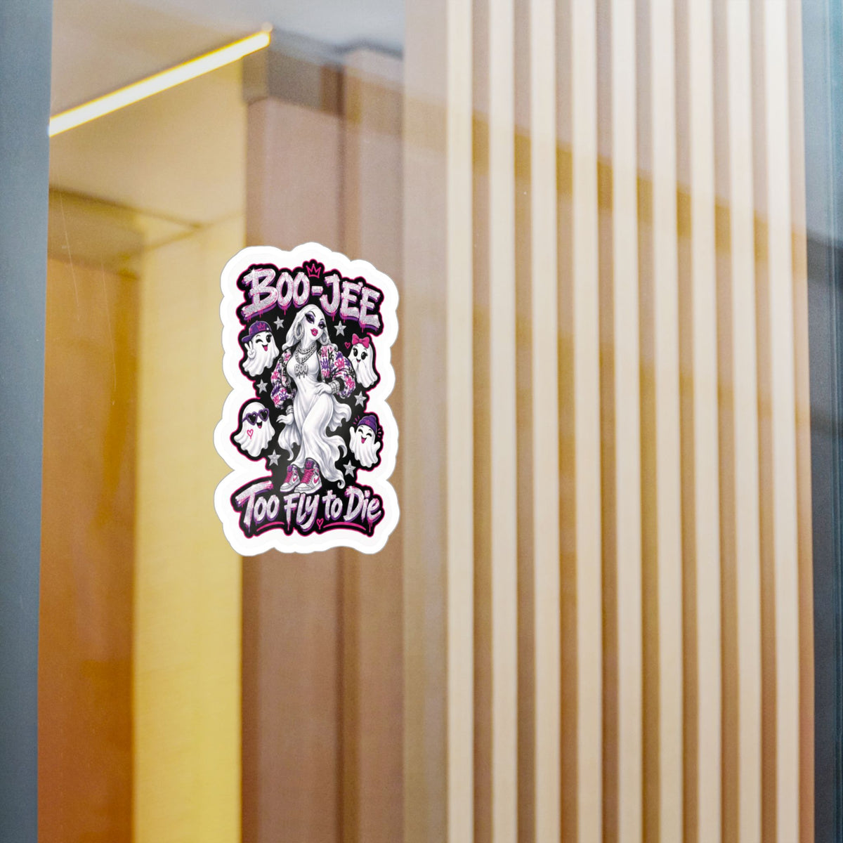 "Boo-Jee" Too Fly To  Die"  Ghost Halloween Decal Sticker- Keep'n It Real