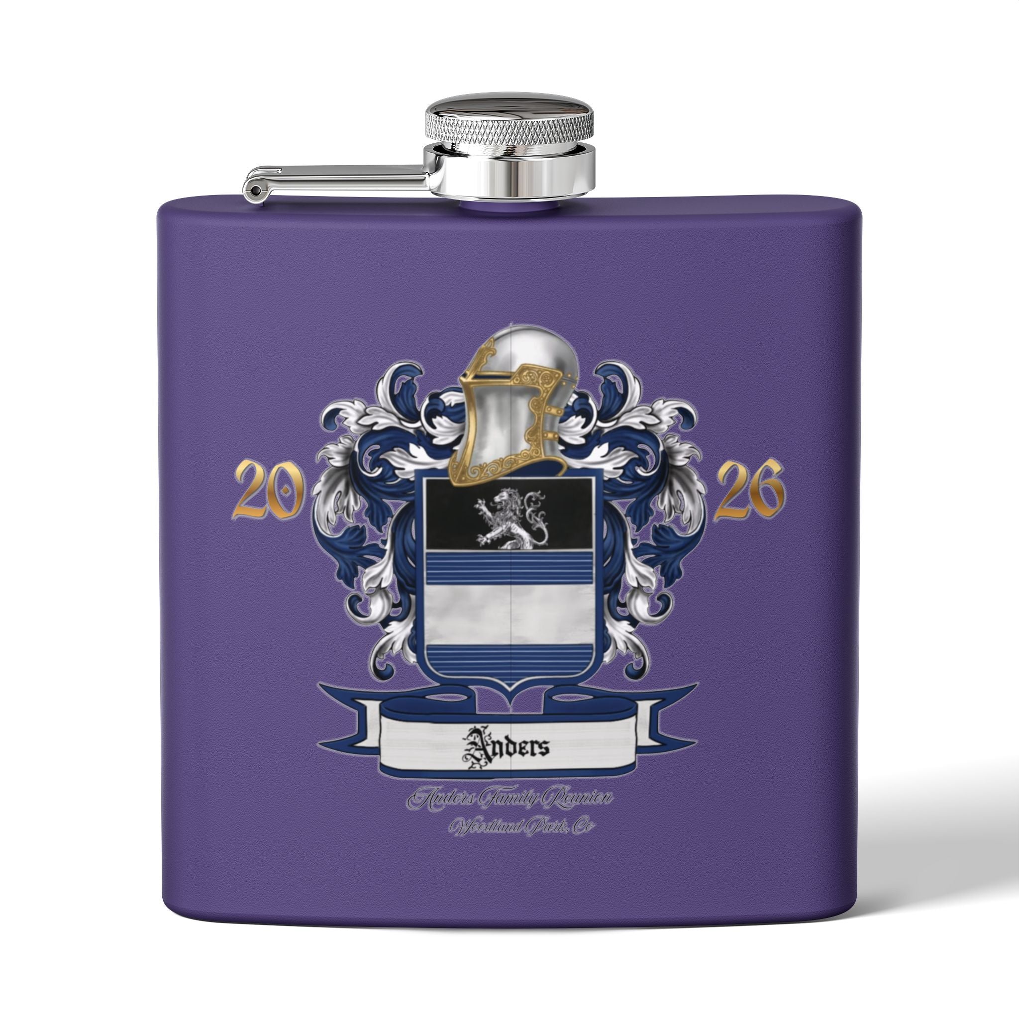 Anders Family Crest Stainless Steel Flask 6oz