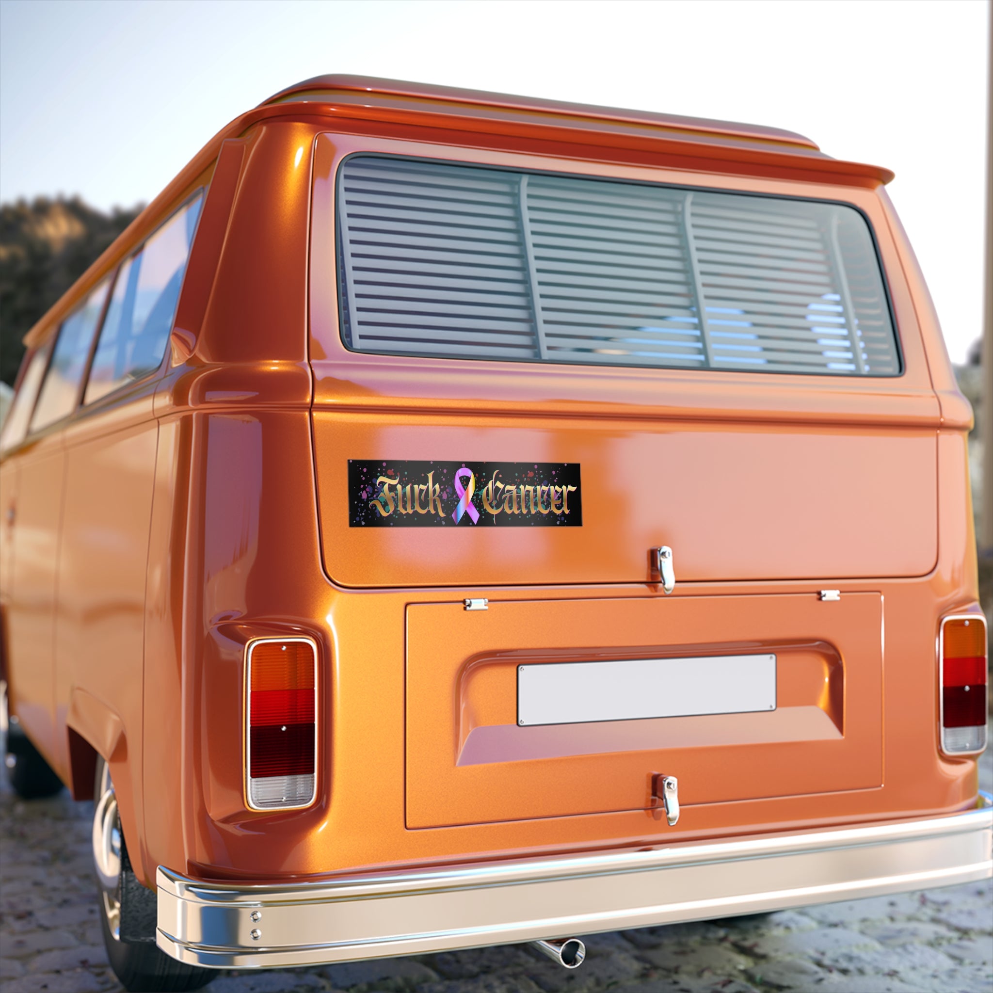 “Fuck Cancer” Colorful Awareness Ribbon Decal  Bumper Sticker