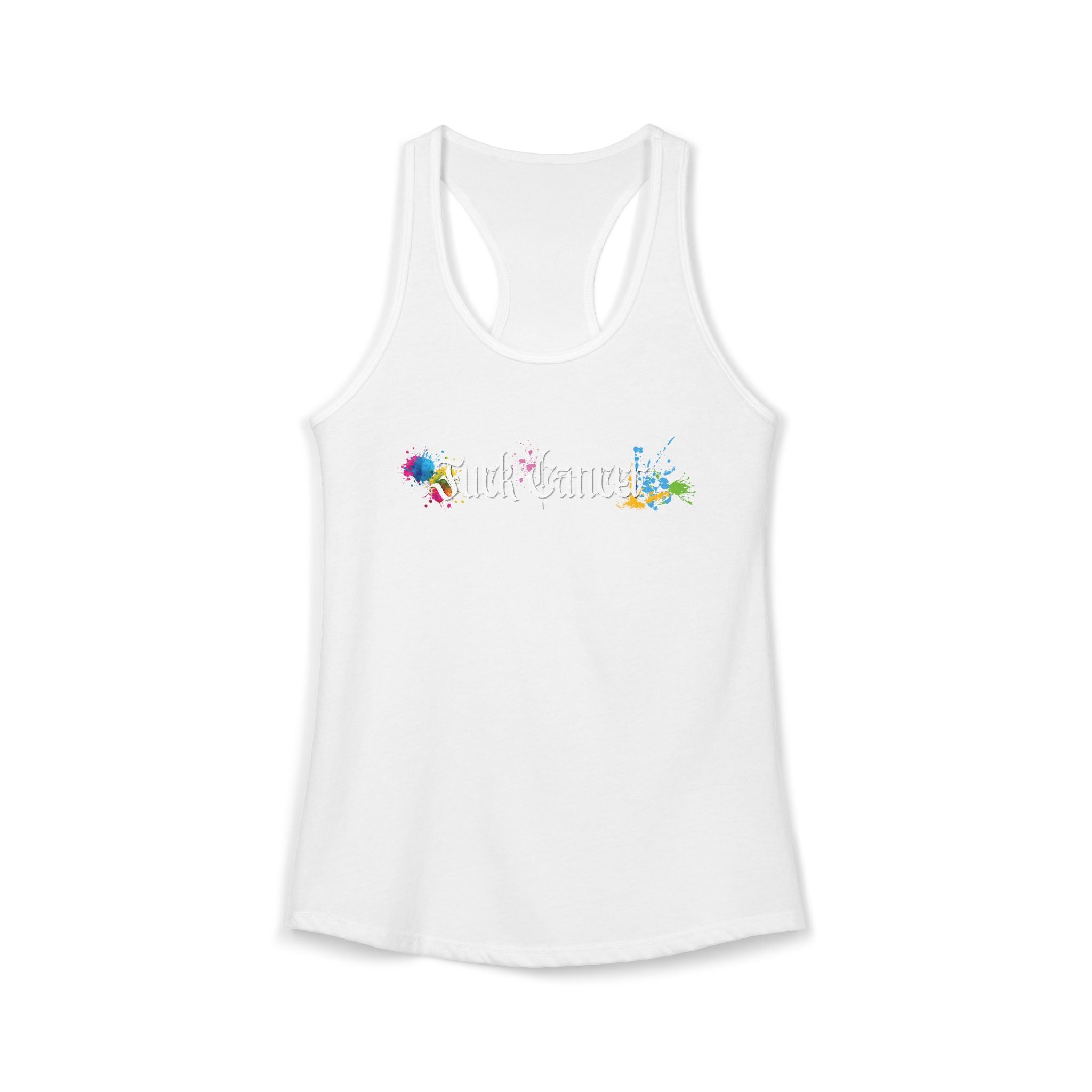 "Fuck Cancer" Paint Splatter Goth Lettering Racerback Tank